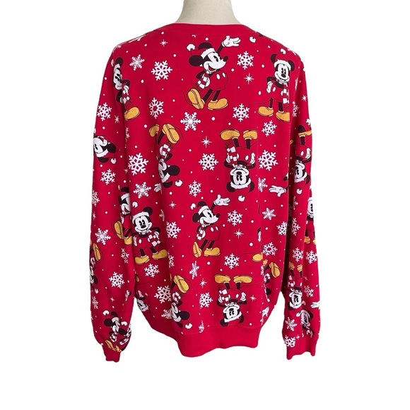 Disney Mickey Mouse Snowflakes Christmas Cotton Blend CrewNeck Sweater Women XXL - Picture 4 of 8